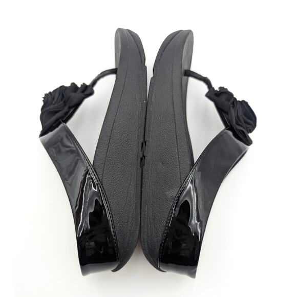 FitFlop Florrie Toe-Thong Wedge Sandal Women's Slip-On Black Size US7 EU38 - Picture 11 of 12